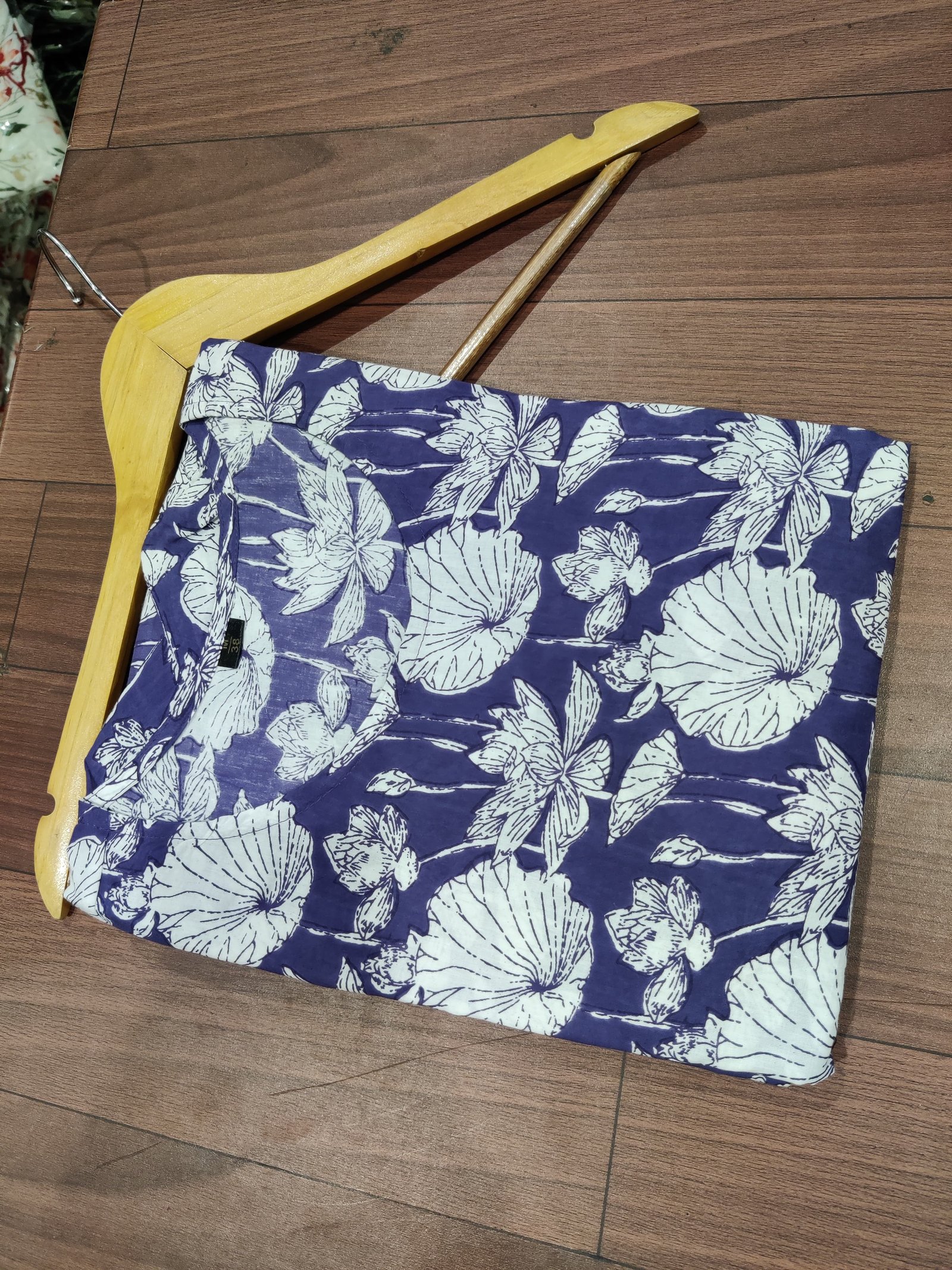 Purple Printed Cotton Midi Gown Dress